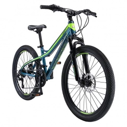 BIKESTAR Mountain Bike BIKESTAR Kids Mountain bike aluminium 24 Inch 10-13 years | Children youth bicycle 21 gear Shimano, Disc Brake, Suspension Fork, Hardtail | Blue Green