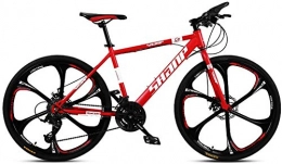 CDFC Mountain Bike CDFC 26 Inch Mountain Bikes, Men's Dual Disc Brake Hardtail Mountain Bike, Bicycle Adjustable Seat, High-Carbon Steel Frame, Red 6 Spoke, 21 Speed