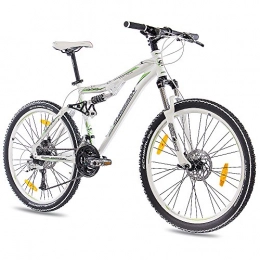 CHRISSON Mountain Bike CHRISSON '26inch Top Aluminium Mountain Bike Bicycle Contero with 24Speed Deore and Swallow and 2x Disc White Green Matt