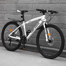 CXY-JOEL Mountain Bike CXY-JOEL Adult 24 inch Mountain Bike for Men Women Off-Road Bicycle Double Disc Brake Bicycles High Carbon Steel Hard Tail Frame Rider Height 140-170Cm-Grey_24 Speed, White