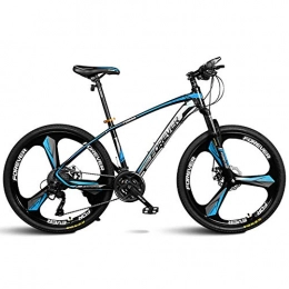 DelongKe Bike DelongKe Mountain Bike, Mens Womens Mountain Bikes, High-Carbon Steel Frame, Dual Disc Brake Mountain Bike, All Terrain Bicycle, Anti-Slip Bikes, 26 Inch30 Speed, Blue, B