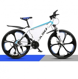 DGAGD Mountain Bike DGAGD 24 inch mountain bike adult male and female variable speed light road racing six-cutter wheels-White blue_24 speed