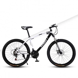 DGAGD Mountain Bike DGAGD 24 inch mountain bike adult variable speed damping bicycle off-road dual disc brake spoke wheel bicycle-White black_21 speed