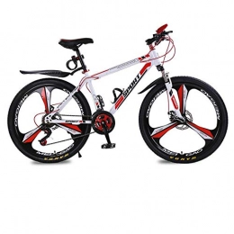 DGAGD Bike DGAGD 24 inch mountain bike bicycle men's and women's adult variable speed dual disc brake bicycle tri-spindle wheel-White Red_30 speed
