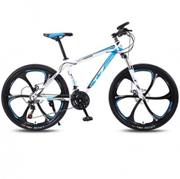 DGAGD Bike DGAGD 26 inch bicycle mountain bike adult variable speed light bicycle six cutter wheels-White blue_27 speed