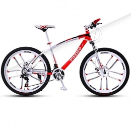 DGAGD Bike DGAGD 26 inch mountain bike adult variable speed damping bicycle double disc brake ten-wheel bicycle-White Red_24 speed