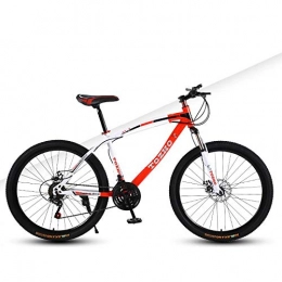 DGAGD Mountain Bike DGAGD 26 inch mountain bike adult variable speed damping bicycle off-road dual disc brake spoke wheel bicycle-White Red_21 speed