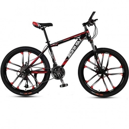DGAGD Mountain Bike DGAGD 26 inch mountain bike bicycle adult variable speed dual disc brake high carbon steel bicycle ten cutter wheels-Black red_24 speed