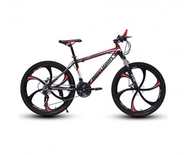 DGAGD Mountain Bike DGAGD 26 inch mountain bike bicycle men and women lightweight dual disc brakes variable speed bicycle six blade wheels-Black red_27 speed