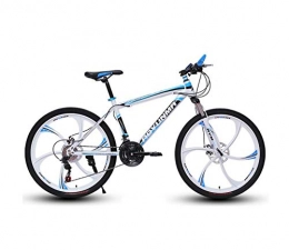 DGAGD Bike DGAGD 26 inch mountain bike bicycle men and women lightweight dual disc brakes variable speed bicycle six blade wheels-White blue_24 speed