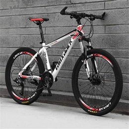 WJSW Bike Dual Suspension Mountain Bikes, 26 Inch High-carbon Steel City Off Road Bicycle (Color : White Red, Size : 24 speed)