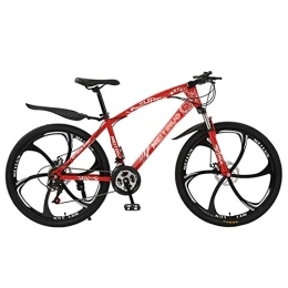 DULPLAY Bike DULPLAY Adjustable Seat Handlebar, Mountain Bikes, Dual Disc Brake Hardtail Mountain Bike, Men Women Adult All Terrain Mountain Bicycle Red 6 Spoke 26", 24-speed