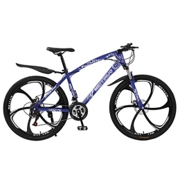 DULPLAY Bike DULPLAY Mountain Bikes, Adjustable Seat Handlebar, Men Women Adult All Terrain Mountain Bicycle, Dual Disc Brake Hardtail Mountain Bike Blue 6 Spoke 26", 27-speed