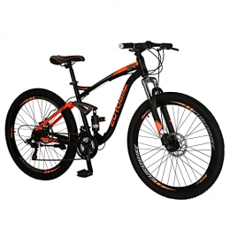 EUROBIKE Mountain Bike Eurobike Dual suspension Mountain Bike 27.5 Inches Muti Spoke Wheel Mens Mountain Bike Dual Disc Brake Bicycle for Women E7 Blackorange