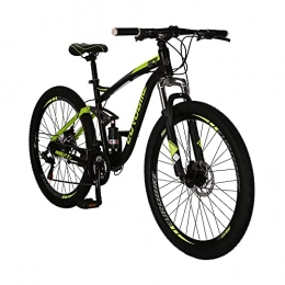 EUROBIKE Bike Eurobike E7 27.5 Inch Adult Mountain Bike Steel Frame Bicycle 21 Speed Gears Full Suspension MTB Bikes For Men And Woman (Green)