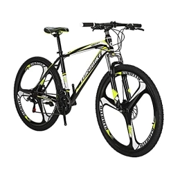 EUROBIKE Bike Eurobike Hardtail Mountain Bike, SD-X1 Adult Mountain Bike, Mens / Womens 17-Inch Frame Bicycles, 21 Speed, Disc Brakes, Multiple Colours (3-spoke Yel)