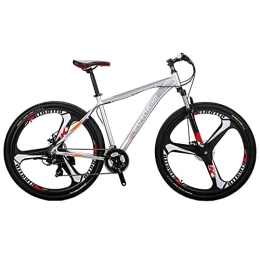 EUROBIKE Mountain Bike Eurobike JMC X9 Mountain Bike 29 Inches 21 Speed 3-Spoke Wheels Dual Disc Brake Aluminum Frame MTB Bicycle (Silver -K)