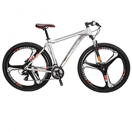 EUROBIKE Bike Eurobike Mountain Bike 29 inch Aluminium 19 inch Frame Adult Mens Bicycle (silver)