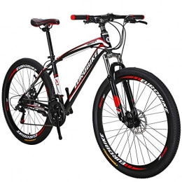 EUROBIKE Mountain Bike Eurobike OBK 27.5 wheels Mountain bike Daul Disc Brakes 21 Speed Mens Bicycle Front Suspension MTB (Red Aluminium Rims)