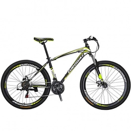 EUROBIKE Bike Eurobike X1 27.5 Mens Mountain bike Daul Disc Brake 21 Speed Bicycle Front Suspension MTB (Yellow)