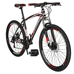 EUROBIKE Bike Eurobike X1 Mountain Bike, 21 Speed Mountain Bicycle 27.5 Inch, Front Suspension MTB Bikes for Adults Men / Women(32 Spoke-wheel Red)