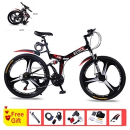 EUSIX Mountain Bike EUSIX X6 Mountain Bike, Portable 21 Speed Mountain Bicycle, 26 Inches Titanium Alloys Wheels, High-carbon Steel Frame with Dual Disc Brake Folding Bikes