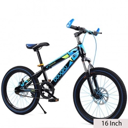 FJW Mountain Bike FJW 16 Inch Unisex Single Speed Double Disc Brake Suspension Mountain Bike High-carbon Steel Hardtail Student Child Commuter City Bike, Blue