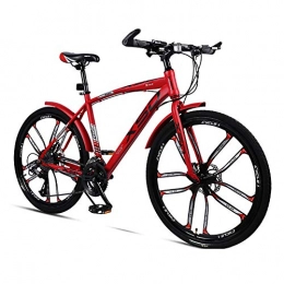 FJW Mountain Bike FJW 26 Inch Integral Wheel Unisex Mountain Bike 21 Speed 24 Speed 27 Speed 30 Speed Double Disc Brake Student Child Commuter City High-carbon Steel Hardtail Bike, Red, 27Speed