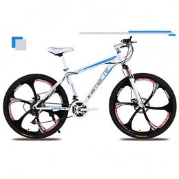 FJW Mountain Bike FJW 26 Inch Unisex Suspension Mountain Bike High-carbon Steel 21 Speed 24 Speed 27 Speed Double Disc Brake Student Commuter City Integral Wheel Hardtail Bike, WhiteBlue, 21Speed