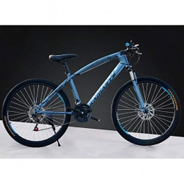 FJW Mountain Bike FJW 26 Inch Unisex Suspension Mountain Bike High-carbon Steel Double Disc Brake 21 Speed 24 Speed 27 Speed Student Child Commuter City Hardtail Bike, Blue, 24Speed