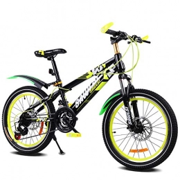 FJW Mountain Bike FJW Unisex 21 Speed Suspension Mountain Bike 20 Inch High-carbon Steel Double Disc Brake Student Child Commuter City Hardtail Bike, Yellow