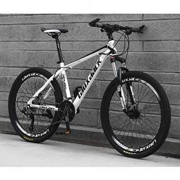 FJW Mountain Bike FJW Unisex 26 Inch Suspension Mountain Bike 21 Speed 24 Speed 27 Speed 30 Speed Double Disc Brake High-carbon Steel Student Child Commuter City Hardtail Bike, BlackWhite, 30Speed