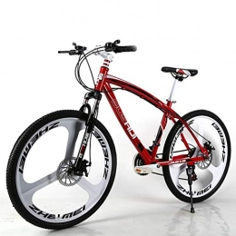 FJW Mountain Bike FJW Unisex 26 Inch Suspension Mountain Bike High-carbon Steel 21 Speed 24 Speed 27 Speed Double Disc Brake Commuter City Student Hardtail Bike, Red, 24Speed