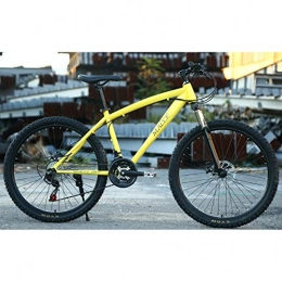 FJW Mountain Bike FJW Unisex Suspension Mountain Bike 24 Inch Double Disc Brake High-carbon Steel 21 speed 24 speed 27 speed Shimano Transmission Student Commuter City Hardtail Bike, Yellow, 27speed