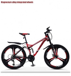 GASLIKE Mountain Bike GASLIKE Adult Downhill Mountain Bike, Double Disc Brake Off-Road Snow Bikes, High-Carbon Steel Frame Beach Bicycle, 26 Inch Wheels, Red, 24 speed