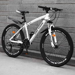 GASLIKE Mountain Bike GASLIKE Adult Mountain Bike, High-Carbon Steel Frame Beach Bicycle, Double Disc Brake Off-Road Snow Bikes, Aluminum Alloy 24 Inch Wheels, White, 27 speed