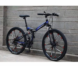 GASLIKE Mountain Bike GASLIKE Folding Bike Bicycle Mountain Bikes for Men Women, High Carbon Steel Frame, Full Suspension Soft Tail, Double Disc Brake, Anti-Skid Tire, E, 26 inch 21 speed