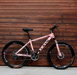 GASLIKE Mountain Bike GASLIKE Mens Adult Mountain Bike, Double Disc Brake Off-Road Snow Bikes, Juvenile Student City Road Racing Bike, 26 Inch Wheels Beach Bicycle, Pink, 24 speed