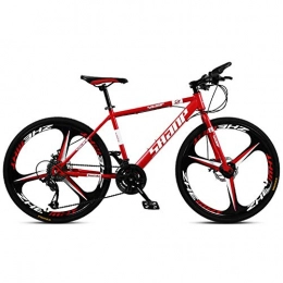 GONGFF Mountain Bike GONGFF 26 Inch Mountain Bikes, Men's Dual Disc Brake Hardtail Mountain Bike, Bicycle Adjustable Seat, High-carbon Steel Frame, 24 Speed, Red 3 Spoke