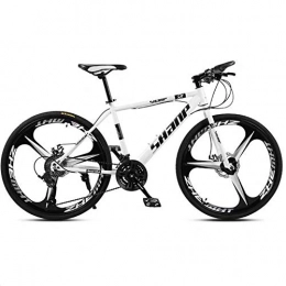 GQQ Mountain Bike GQQ Mountain Bike, 26 inch Unisex Outroad Mountain Bikes All-Terrain Dual Disc Brake Mountain Bike High-Carbon Steel Frame, White, 21 Speed