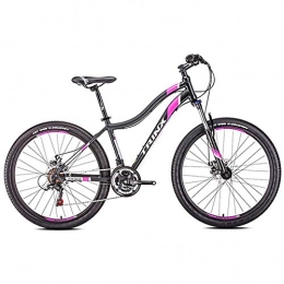 GWFVA Mountain Bike GWFVA Womens Mountain Bikes, 21-Speed Dual Disc Brake Mountain Trail Bike, Front Suspension Hardtail Mountain Bike, Adult Bicycle, 26 Inches Black