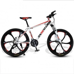 GXQZCL-1 Bike GXQZCL-1 Mountain Bike / Bicycles, Carbon Steel Frame, Front Suspension and Dual Disc Brake, 26inch Mag Wheels MTB Bike (Color : White+Red, Size : 24 Speed)