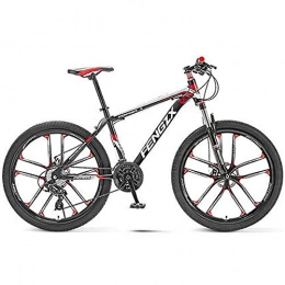 HAOYF Mountain Bike HAOYF Mountain Bike, 24 / 26 Inch 21-30 Speed Bikes for Adults / Teens, High Carbon Steel Outroad Bike Road Bike, Front And Rear Linear Pull Brakes Cruiser Bike, Red, 26 Inch 27 Speed