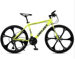 HCMNME Mountain Bike HCMNME Mountain Bikes, 24 / 26 inch mountain bike bicycle male and female variable speed road racing light pedal bicycle six-wheel Alloy frame with Disc Brakes (Color : Yellow, Size : 24 inches)