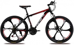 HCMNME Mountain Bike HCMNME Mountain Bikes, 24 inch mountain bike adult male and female variable speed bicycle six cutter wheels Alloy frame with Disc Brakes (Color : Black red, Size : 24 speed)