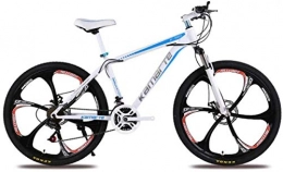 HCMNME Mountain Bike HCMNME Mountain Bikes, 24 inch mountain bike adult male and female variable speed bicycle six cutter wheels Alloy frame with Disc Brakes (Color : White blue, Size : 24 speed)
