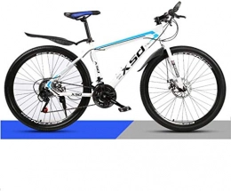 HCMNME Mountain Bike HCMNME Mountain Bikes, 24 inch mountain bike adult male and female variable speed light road racing spoke wheel Alloy frame with Disc Brakes (Color : White blue, Size : 24 speed)