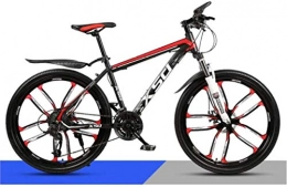 HCMNME Mountain Bike HCMNME Mountain Bikes, 24 inch mountain bike adult male and female variable speed light road racing ten-knife wheel Alloy frame with Disc Brakes (Color : Black red, Size : 21 speed)