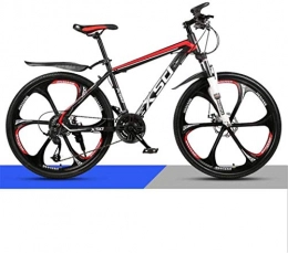 HCMNME Mountain Bike HCMNME Mountain Bikes, 24 inch mountain bike adult men and women variable speed light road racing six-cutter wheels Alloy frame with Disc Brakes (Color : Black red, Size : 27 speed)