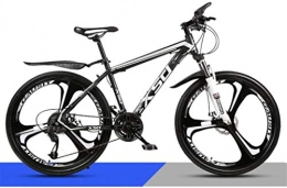 HCMNME Mountain Bike HCMNME Mountain Bikes, 24 inch mountain bike adult men and women variable speed light road racing three-knife wheel No. 1 Alloy frame with Disc Brakes (Color : Black and white, Size : 21 speed)